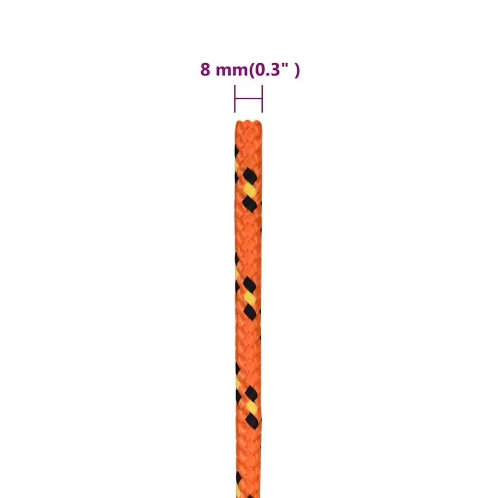 Boat Rope Orange 8mm 50m Polypropylene Marine Braided Dock Line Rigging