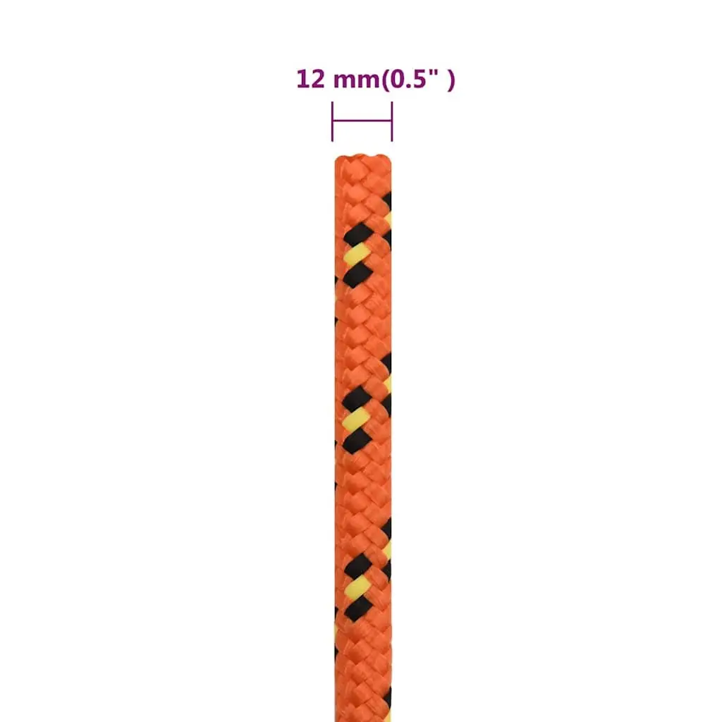 Boat Rope 12mm Orange 50m Braided Marine Sailing Dock Line