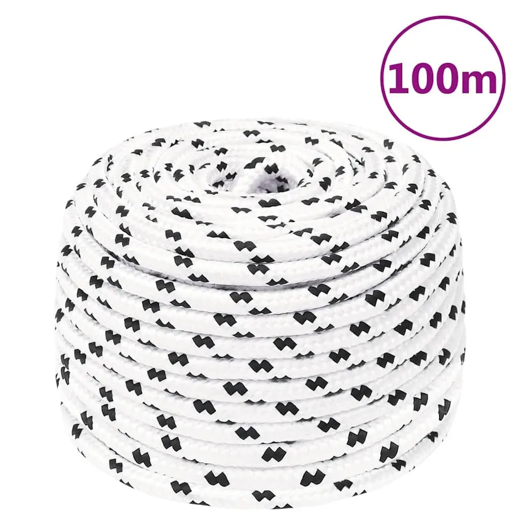 Braided Rope Marine Rigging 6mm White 100m Polyester