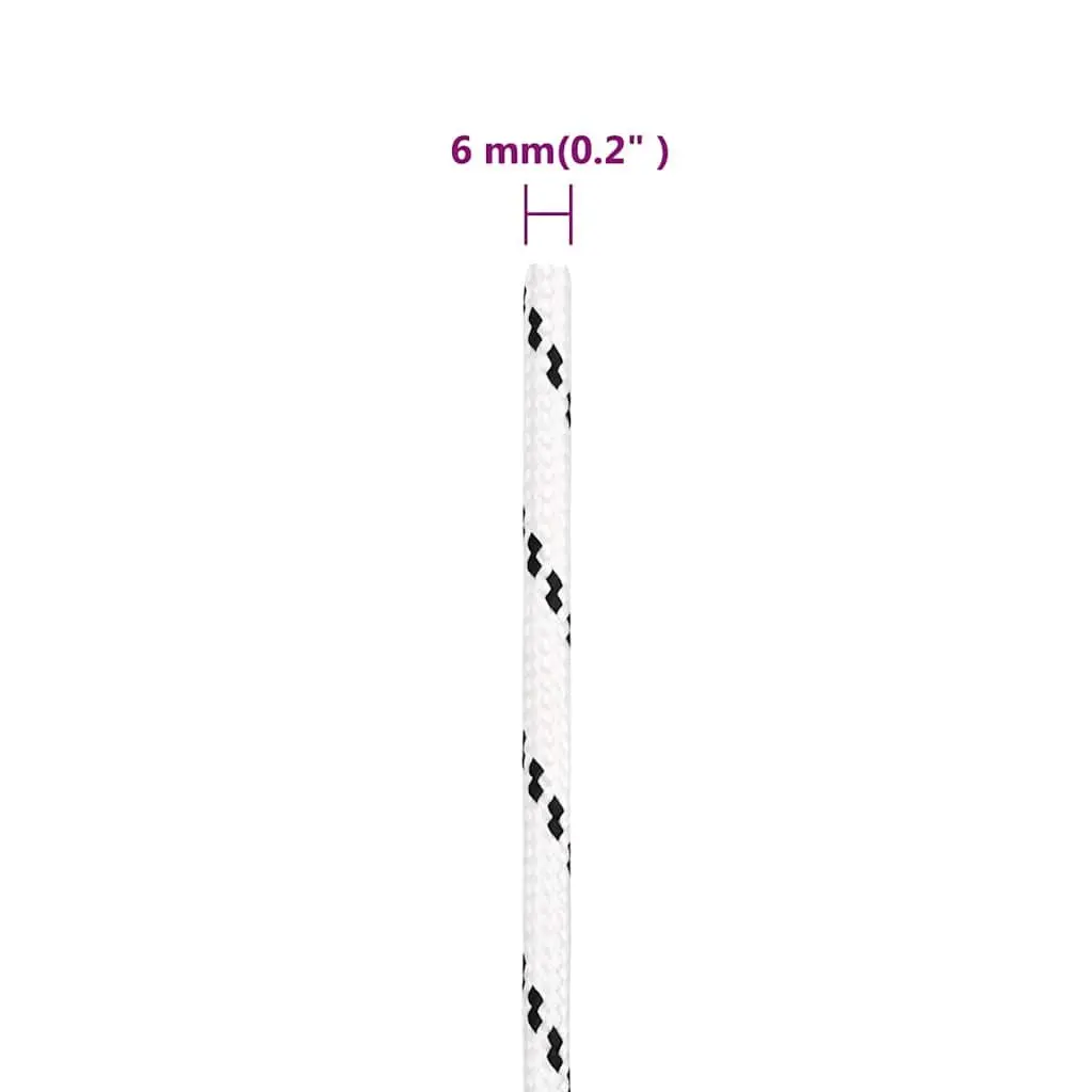 Braided Rope Marine Rigging 6mm White 100m Polyester