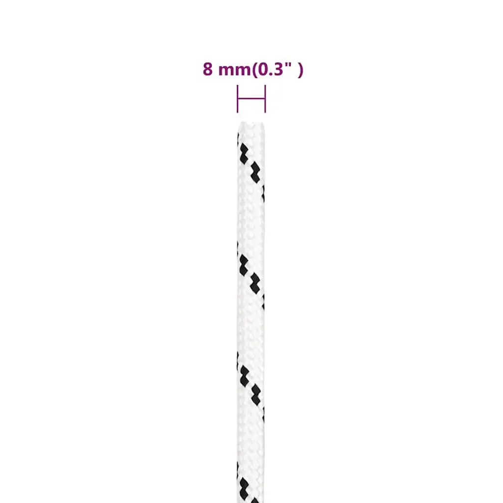 Braided Boat Rope White 8mm x 100m Polyester Marine Rigging Line Cable