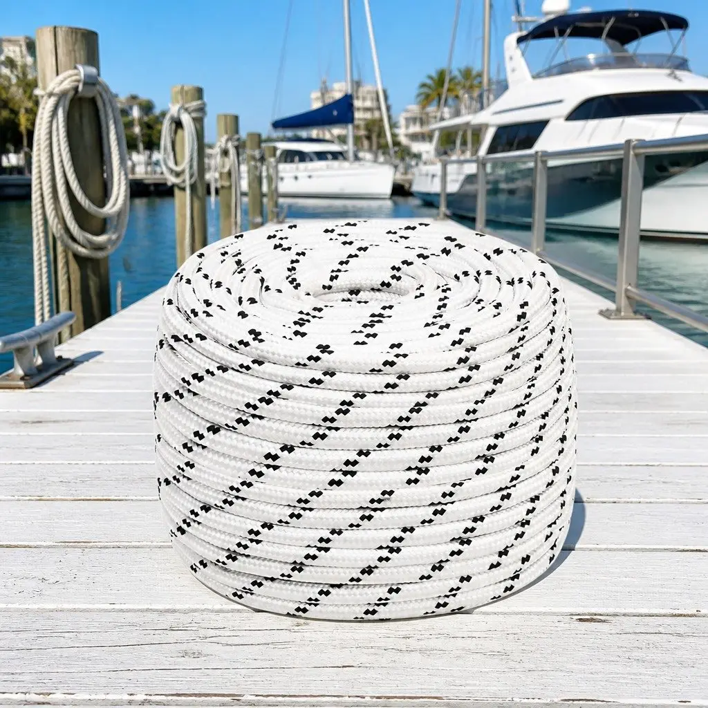 Braided Rope Marine Rigging Line 12mm x 100m White Polyester