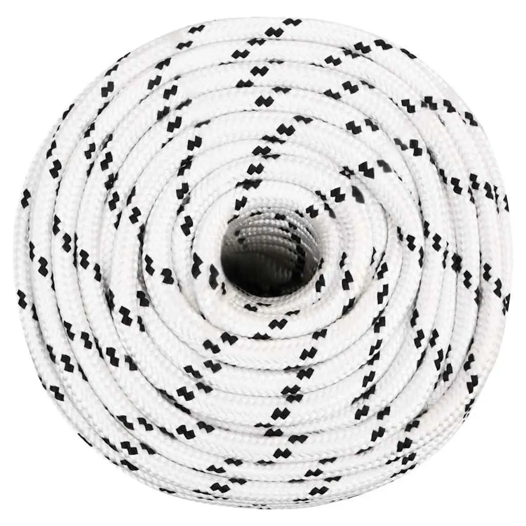Braided Rope Marine Rigging Line 12mm x 100m White Polyester