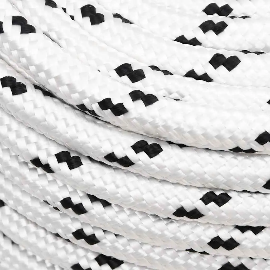 Braided Rope Marine Rigging Line 12mm x 100m White Polyester