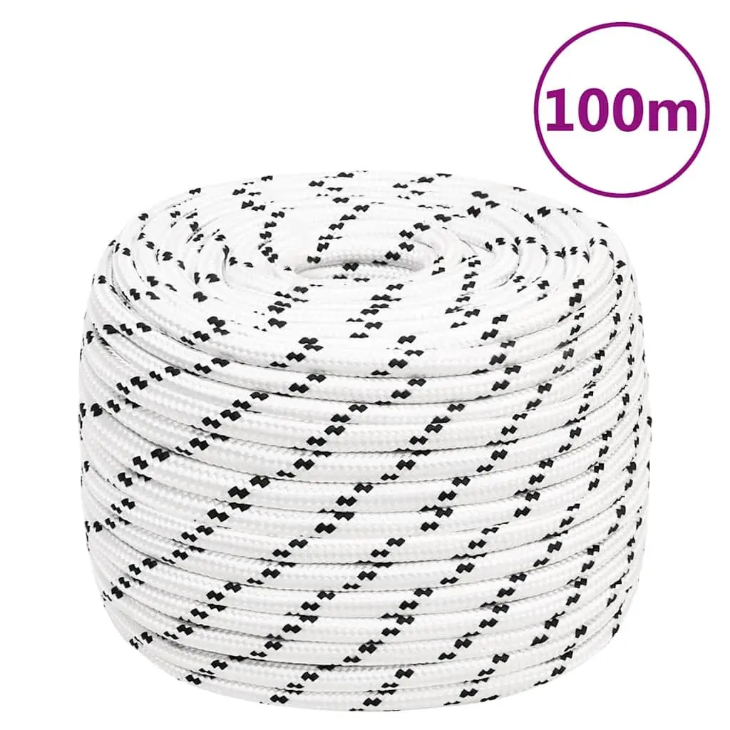 Braided Rope Marine Rigging Line 12mm x 100m White Polyester