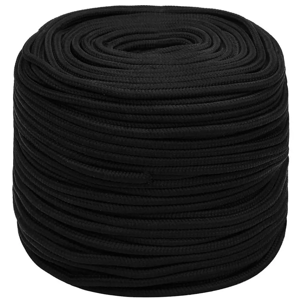Braided Polyester Cord General Purpose Work Rope 6mm 50m Black