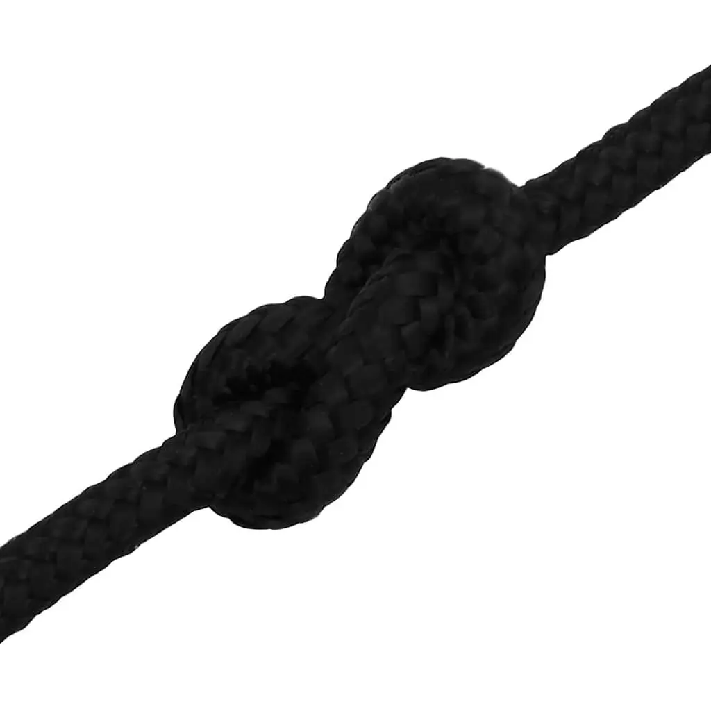 Braided Polyester Cord General Purpose Work Rope 6mm 50m Black
