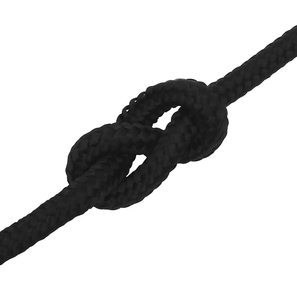 Braided Work Rope General Purpose 12mm 50m Black Polyester