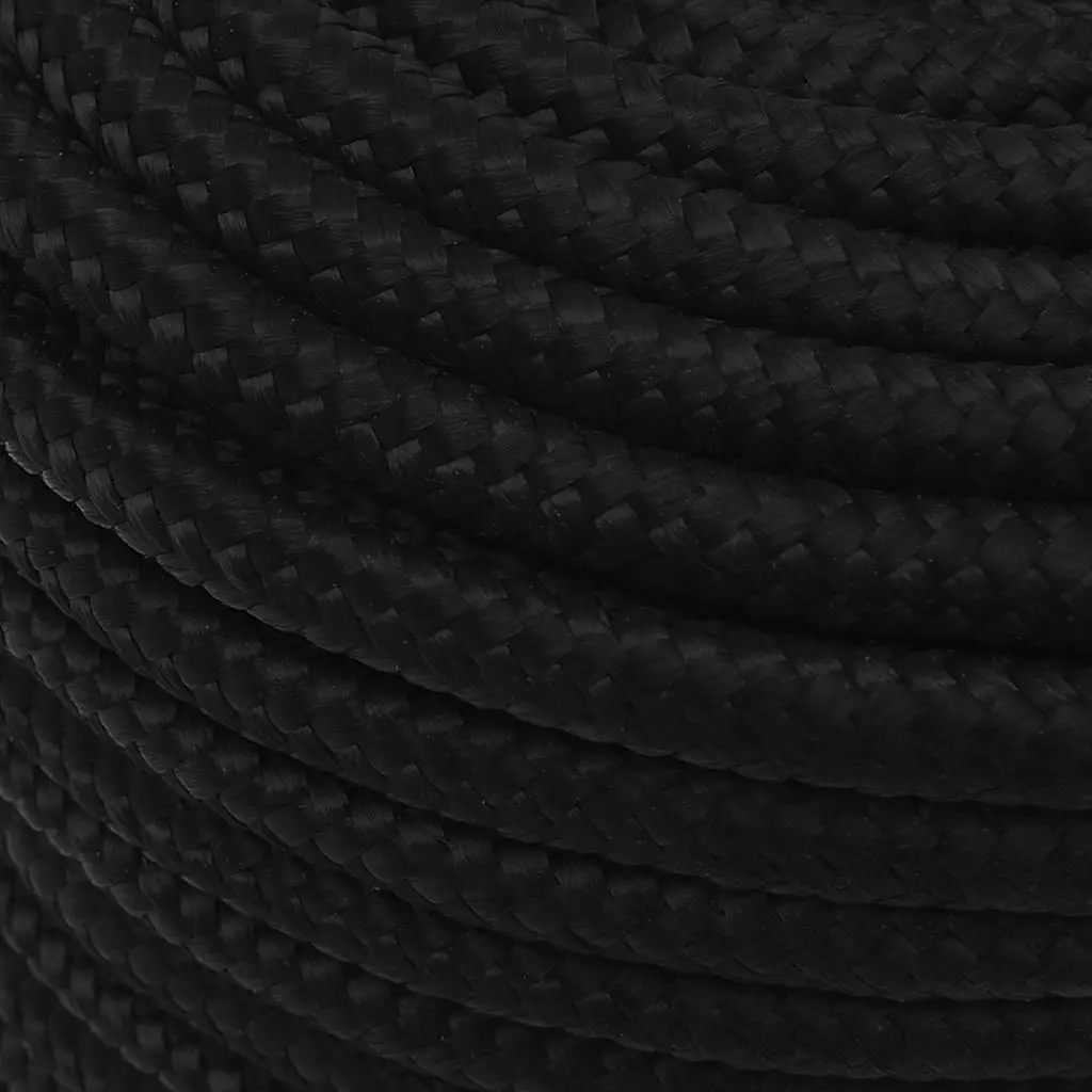 Black Braided Polyester Rope 12mm 100m General Purpose Outdoor Garden Use