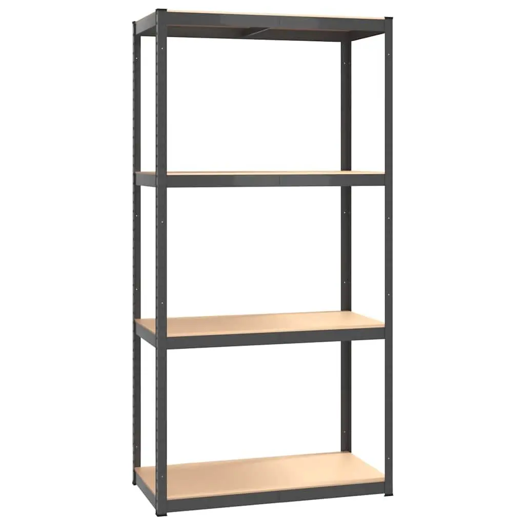 Industrial Storage Shelves 4-Layer Anthracite Steel Engineered Wood Organiser 2 Piece