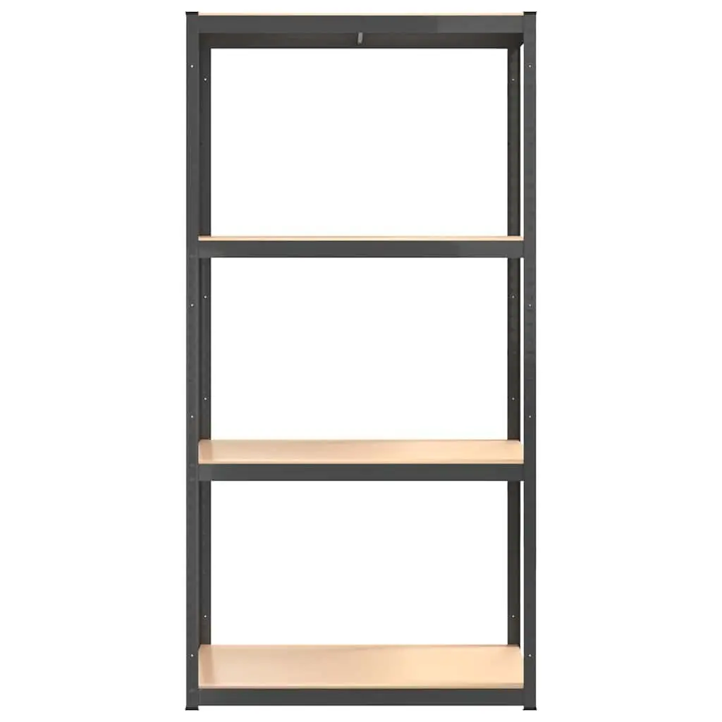 Industrial Storage Shelves 4-Layer Anthracite Steel Engineered Wood Organiser 2 Piece