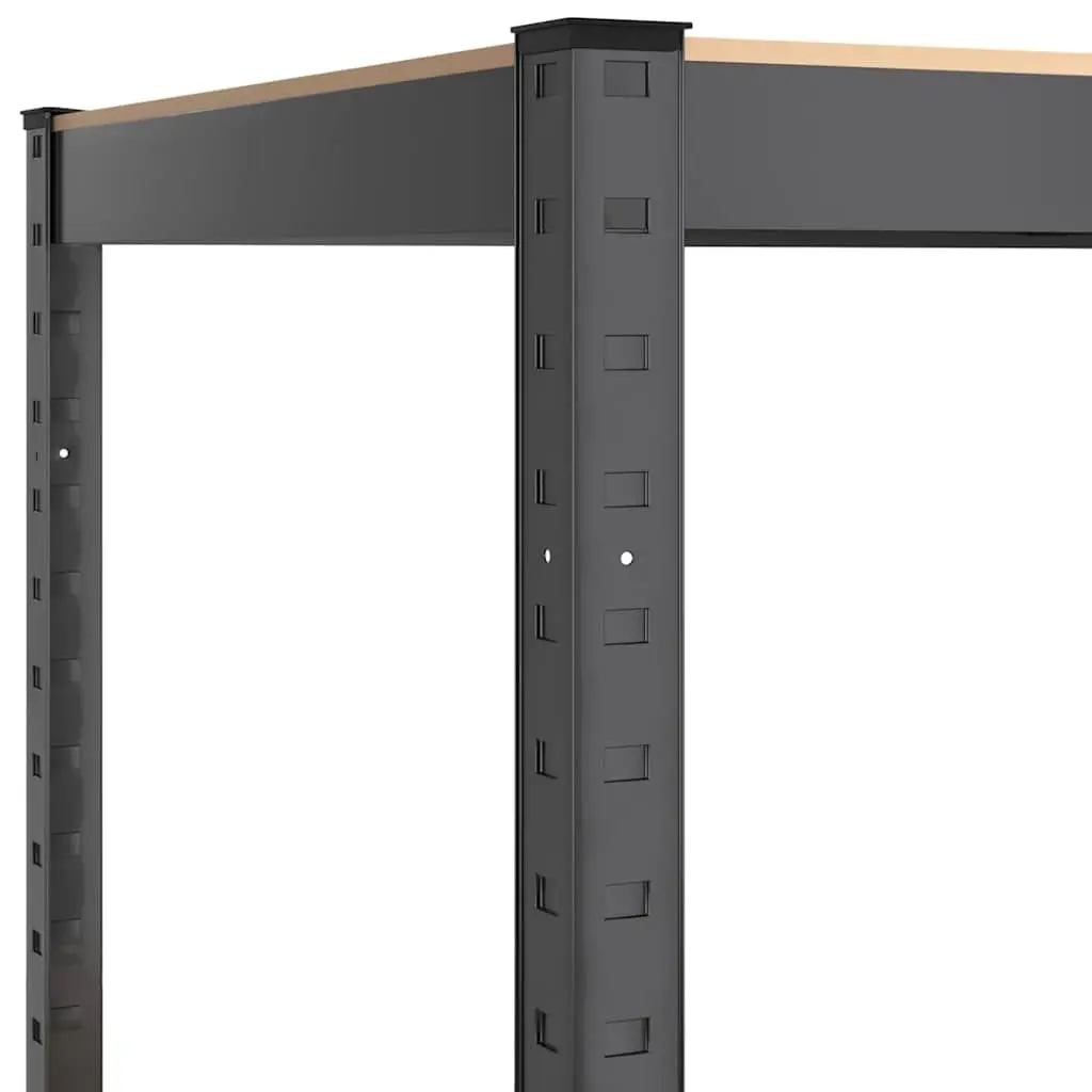 Industrial Storage Shelves 4-Layer Anthracite Steel Engineered Wood Organiser 2 Piece