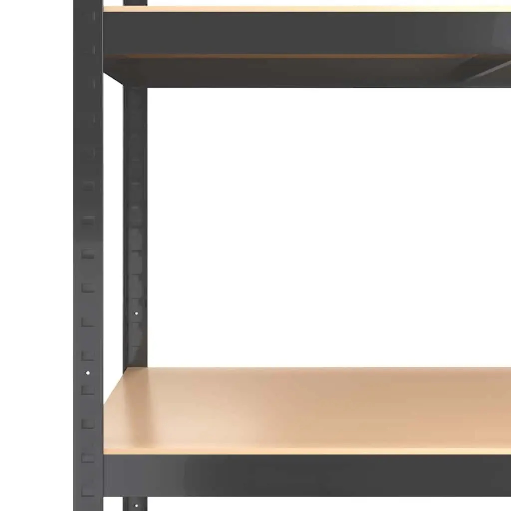 Industrial Storage Shelves 4-Layer Anthracite Steel Engineered Wood Organiser 2 Piece