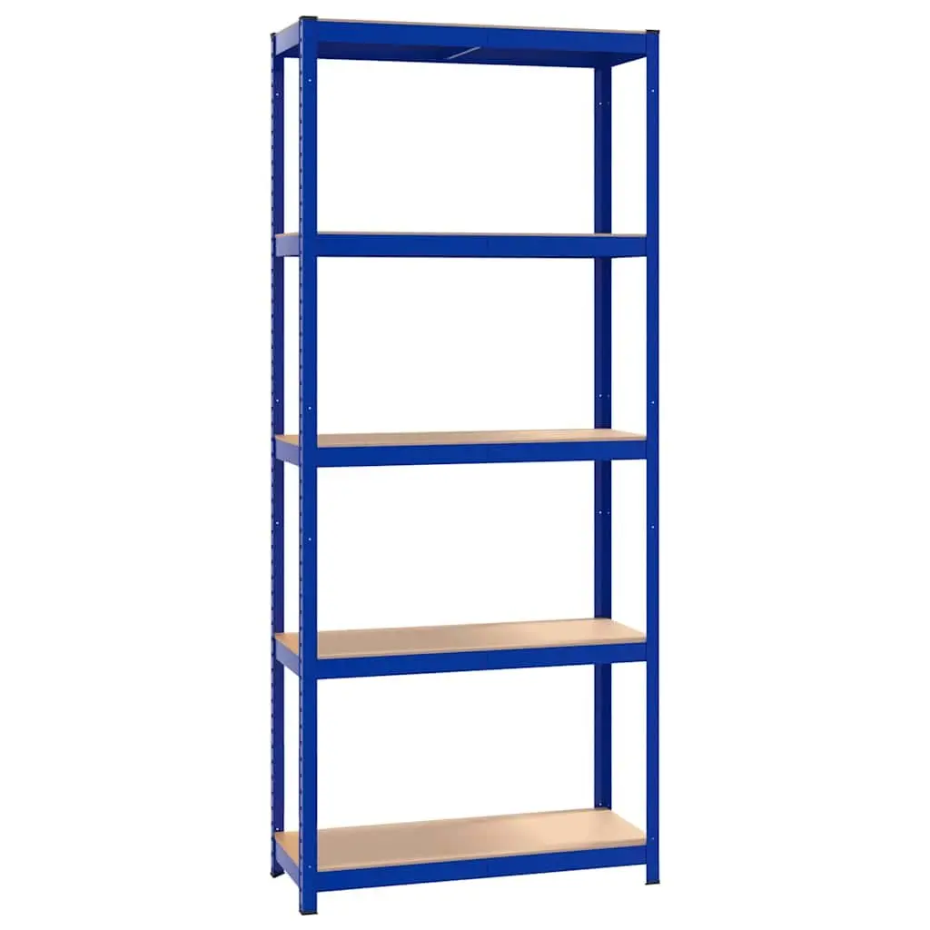 Industrial Storage Shelves 5 Layer Heavy Duty Boltless Adjustable 3 pcs Blue Steel Engineered Wood
