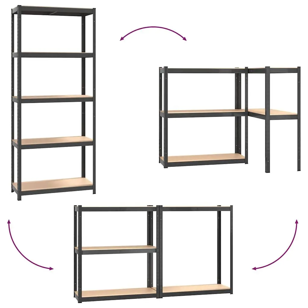 Industrial Storage Shelves 5 Layer Shelving Unit Anthracite Steel