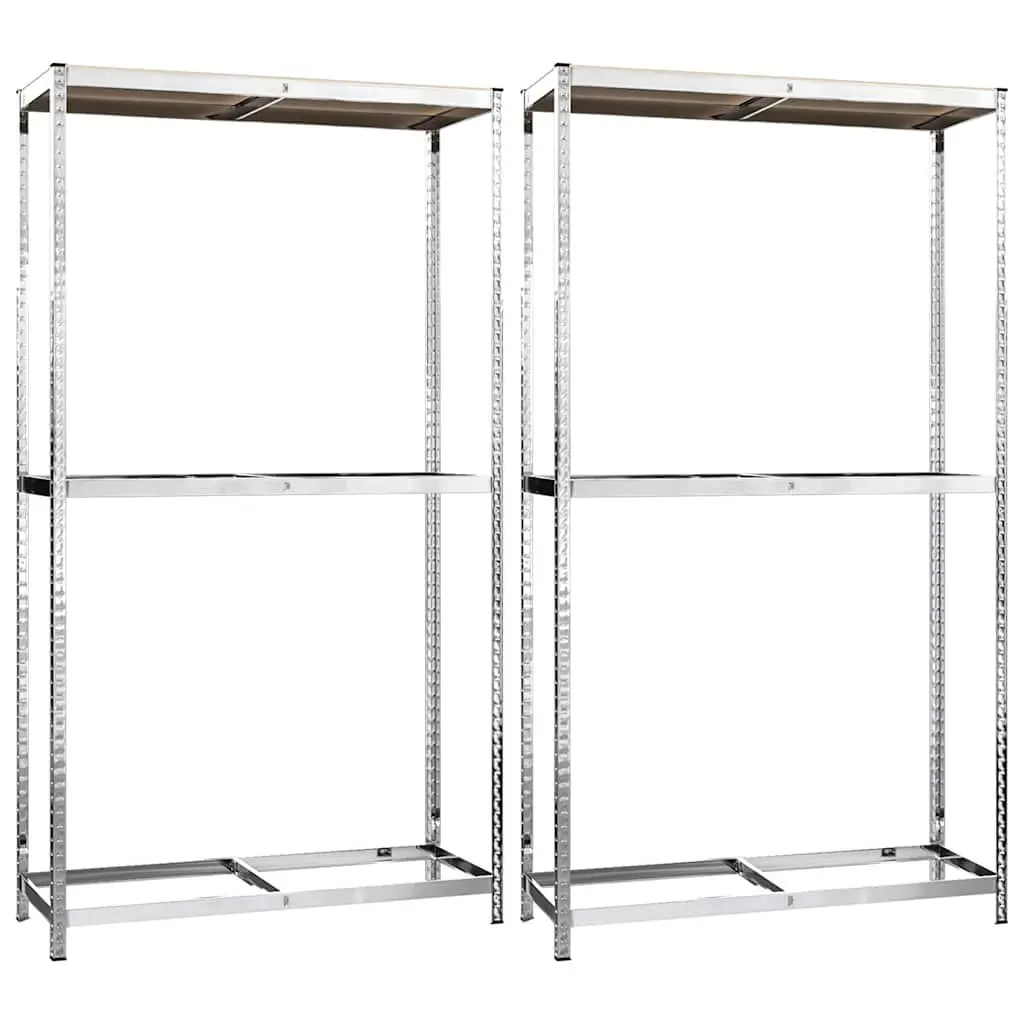 Tire Storage Racks 2 Layer Heavy Duty Steel Adjustable Shelving Silver 2 pcs