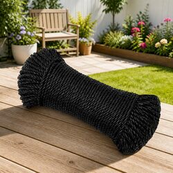 Work Rope Black 6mm 50m Twisted Polypropylene Cord Garden Workshop