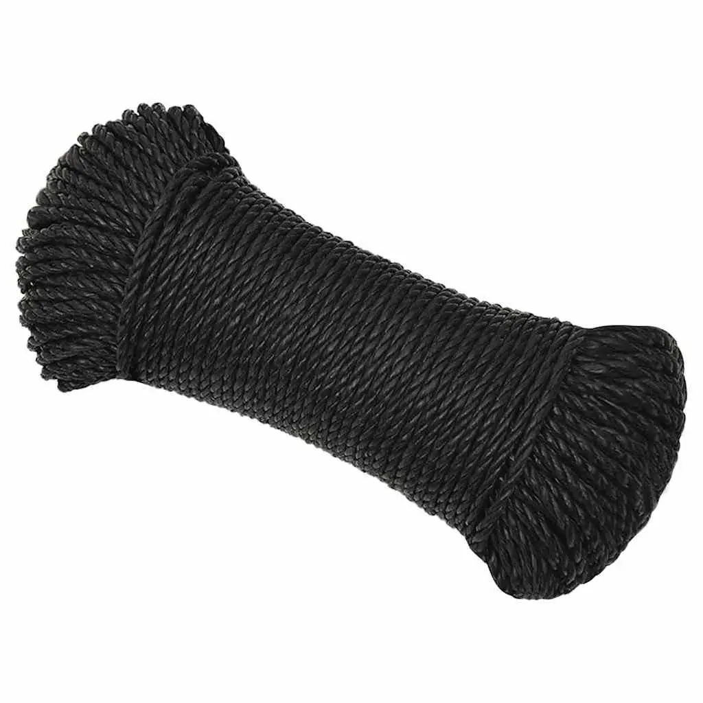 Work Rope Black 6mm 50m Twisted Polypropylene Cord
