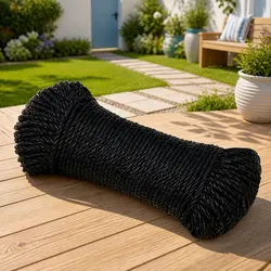 Work Rope Black 6mm 100m Twisted Cord Garden Workshop Outdoor General Purpose