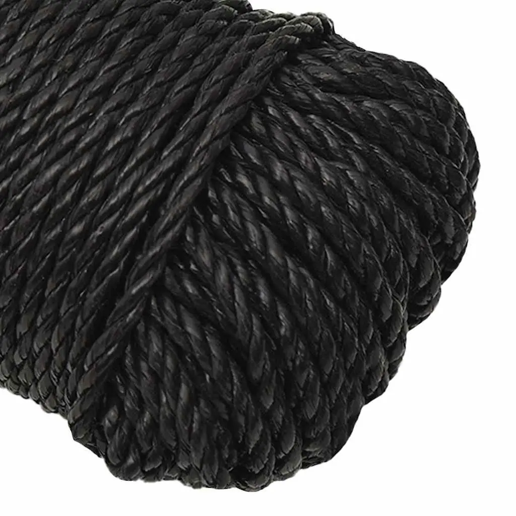 Twisted Rope General Purpose 8mm 50m Black Polypropylene Outdoor Garden