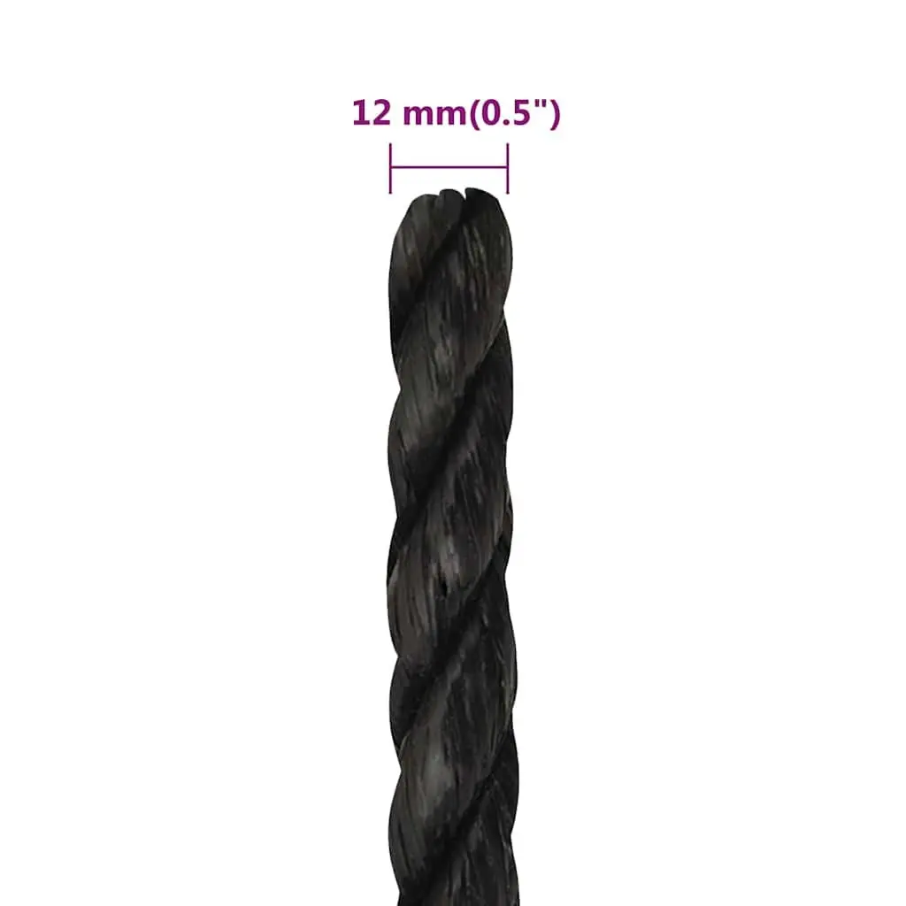 Twisted Polypropylene Rope General Use 12mm 25m Black