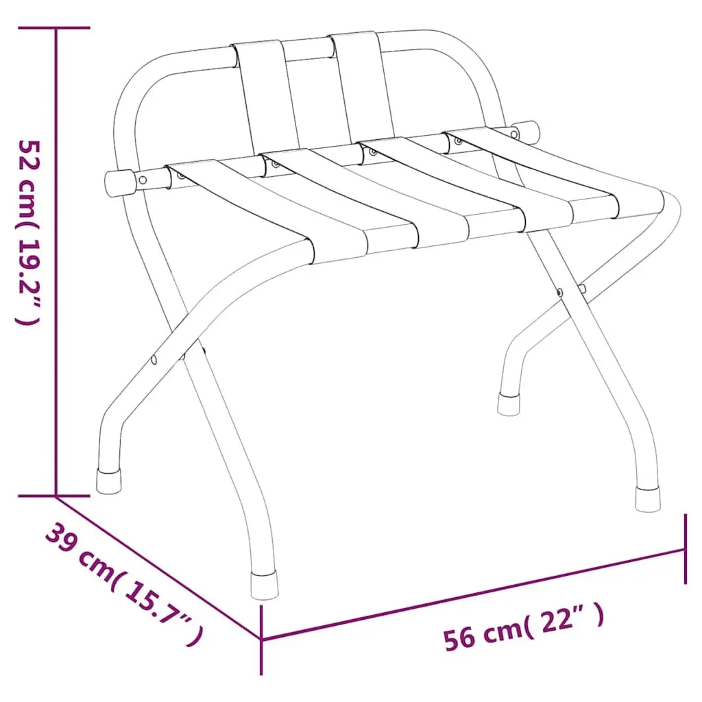 Luggage Rack with Backrest Foldable Black Metal Frame Nylon Straps