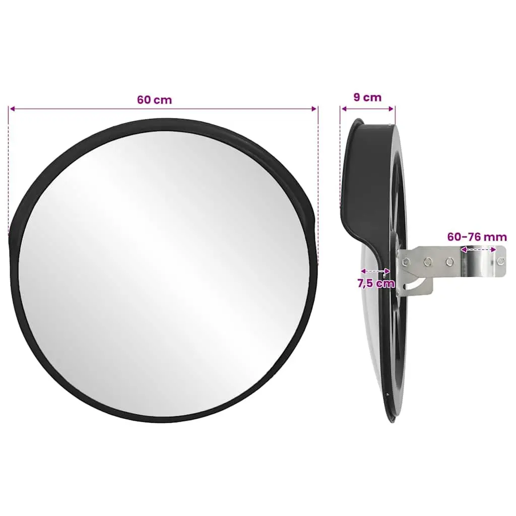 Convex Traffic Mirror Safety Ø60cm Black Polycarbonate