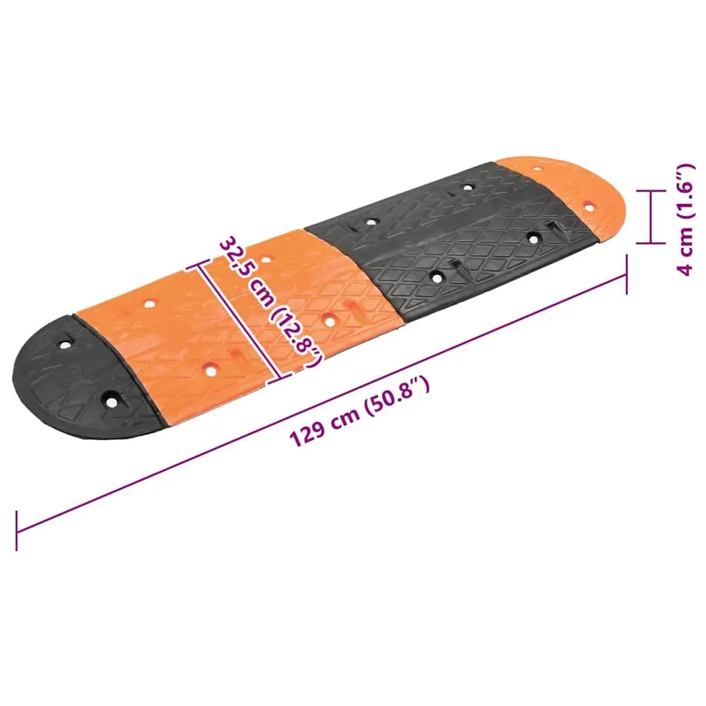 Rubber Speed Hump Traffic Safety Deceleration Bumper 129 x 32.5 x 4 cm Yellow Black