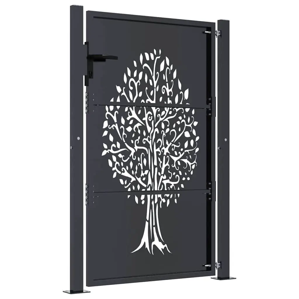 Garden Gate Anthracite 100x125cm Steel Laser-Cut Design Outdoor Fence Entry