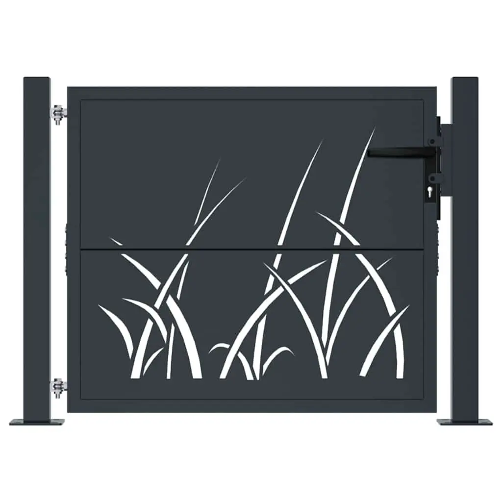 Garden Gate Anthracite 100x75 cm Steel Laser-Cut Design Outdoor Fencing Entrance