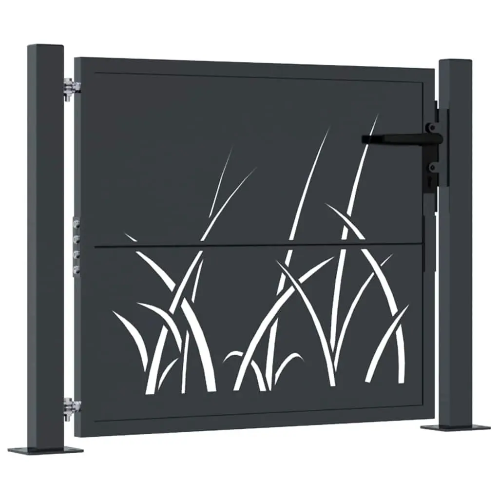 Garden Gate Anthracite Steel 100x100 cm Laser-Cut Design Outdoor Fencing Entry