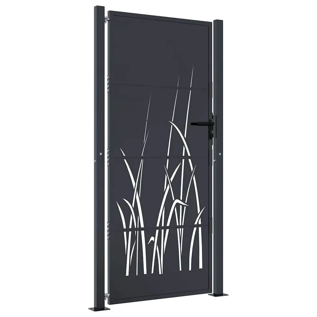 Garden Gate Anthracite 100x200cm Steel Laser-Cut Design Lockable Entry Fence