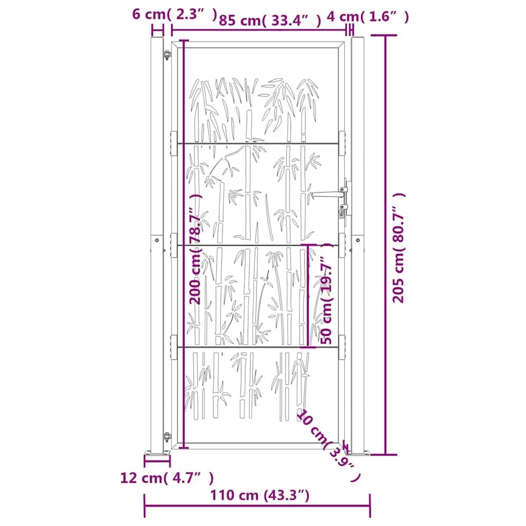 Garden Gate Anthracite 100x200cm Steel Outdoor Fence Entry