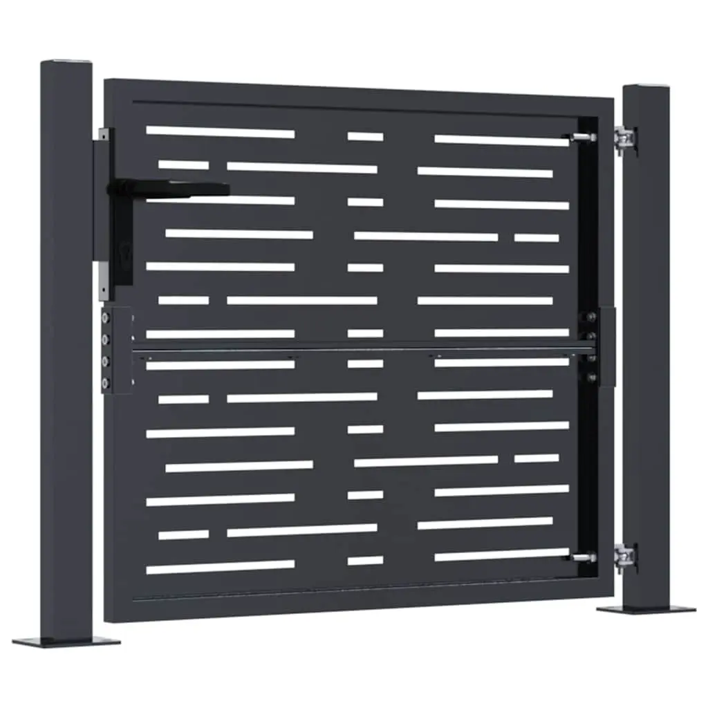 Garden Gate 100x75 cm Anthracite Steel Square Laser-Cut Design Outdoor Patio