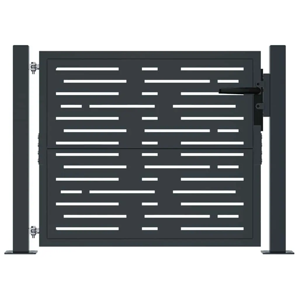 Garden Gate Anthracite 100x100 cm Steel Square Laser-Cut Design Lockable