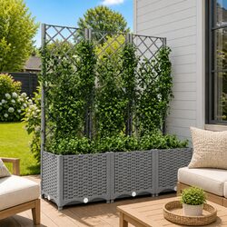 Value-Focused Grey Garden Planter with Integrated Trellis