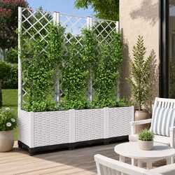 Garden Planter with Trellis White 120x40x136cm Climbing Plants Support Box
