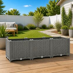 Affordable Raised Garden Bed 120x40x38cm Grey Planter