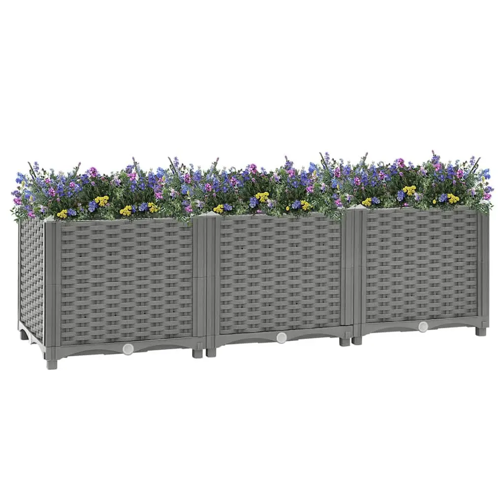 Raised Garden Bed Outdoor Planter Box 120x40x38cm Grey Polypropylene