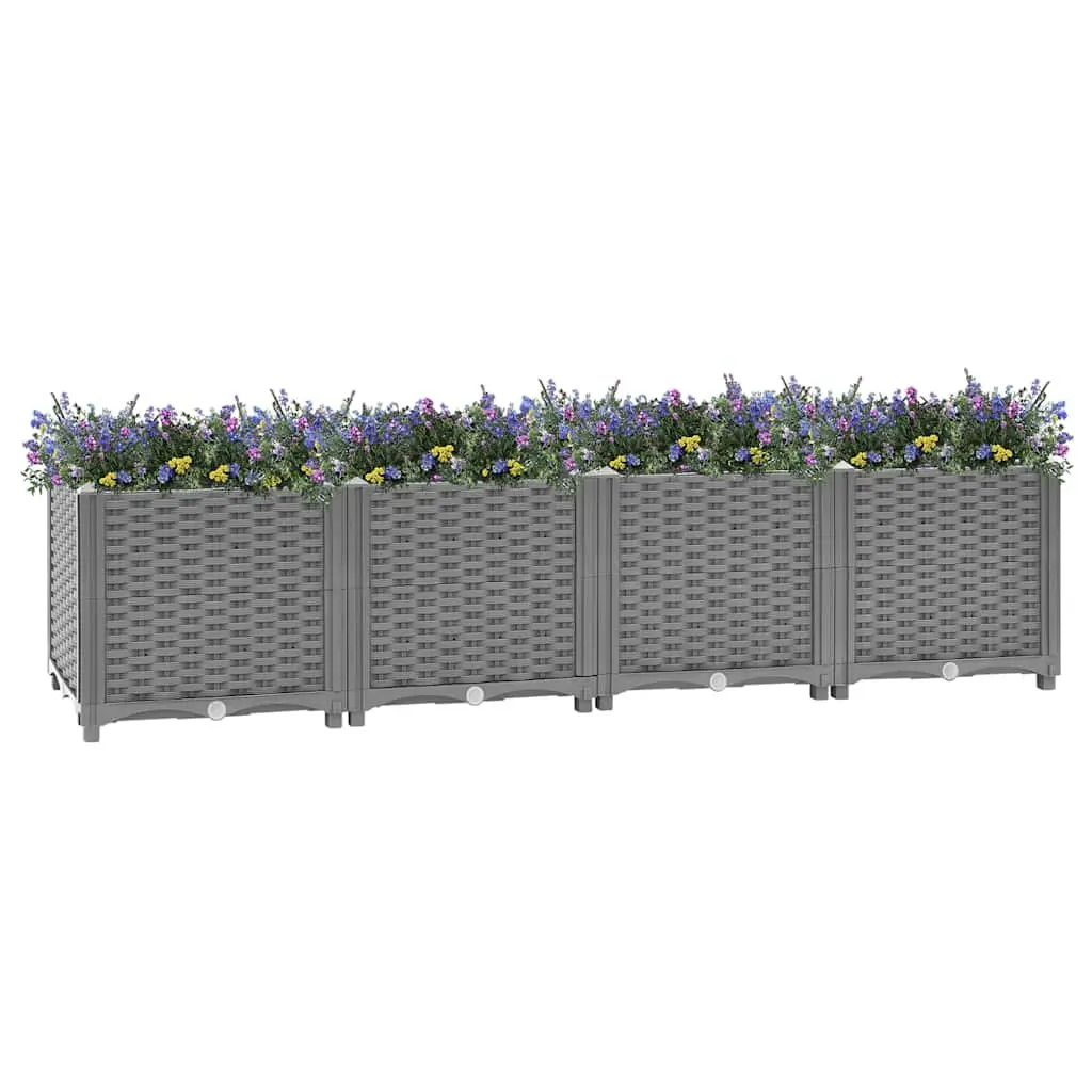 Raised Garden Bed Polypropylene Planter 160x40x38cm Grey Outdoor Flower Box