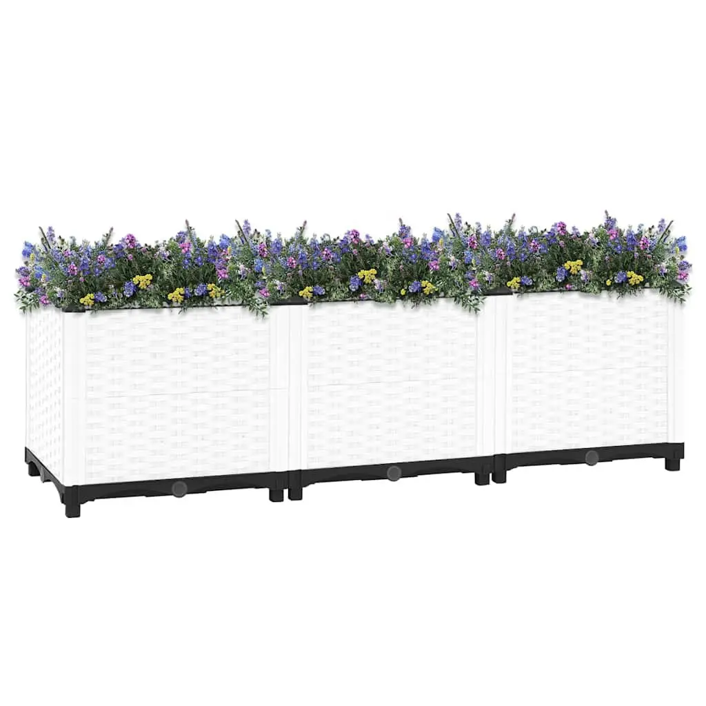 Raised Garden Bed Grey Polypropylene 120x40x38cm Flower Planter Box Outdoor