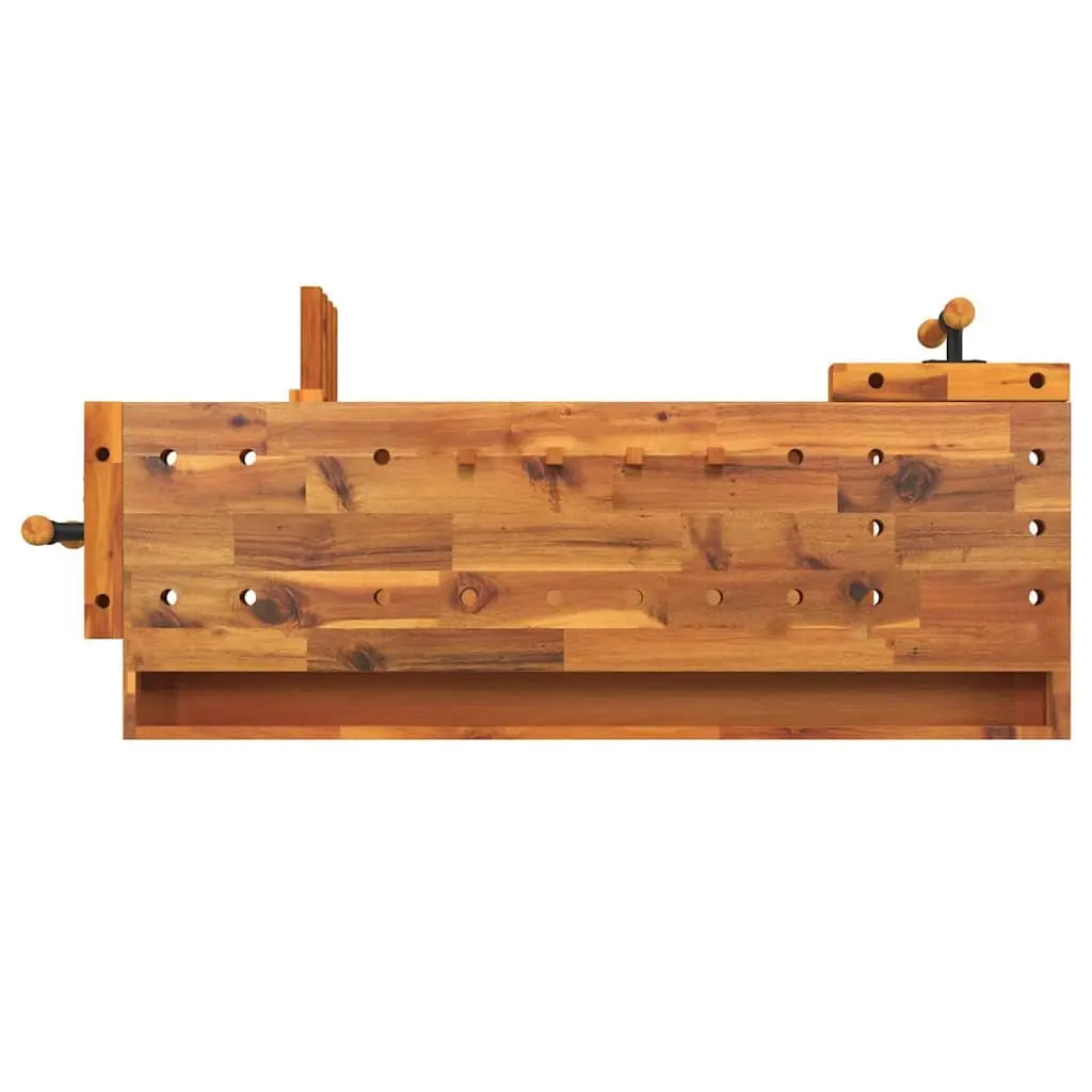Workbench Solid Acacia Wood Storage Drawer Shelf 124x52x83cm Brown