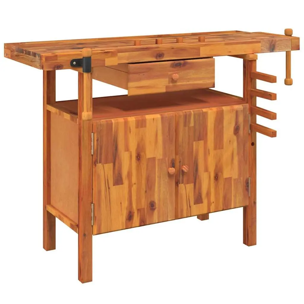 Wooden Workbench Storage Compartment 124x52x83cm Brown