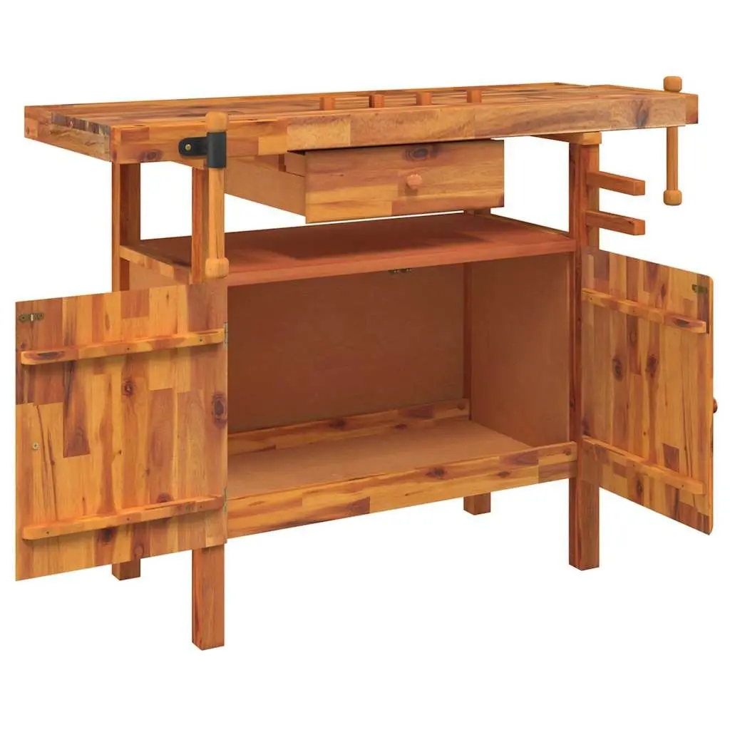 Wooden Workbench Storage Compartment 124x52x83cm Brown