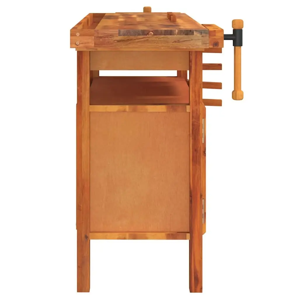Wooden Workbench Storage Compartment 124x52x83cm Brown