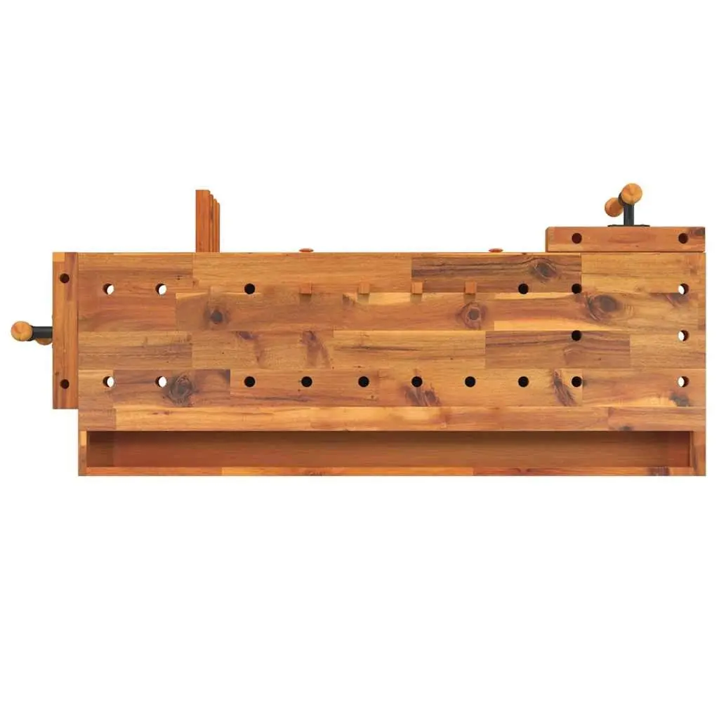 Solid Wood Workbench Storage 124x52x83cm Brown
