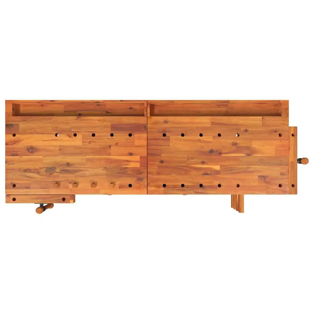 Solid Wood Workbench with Dual Vices 162x62x83cm Brown
