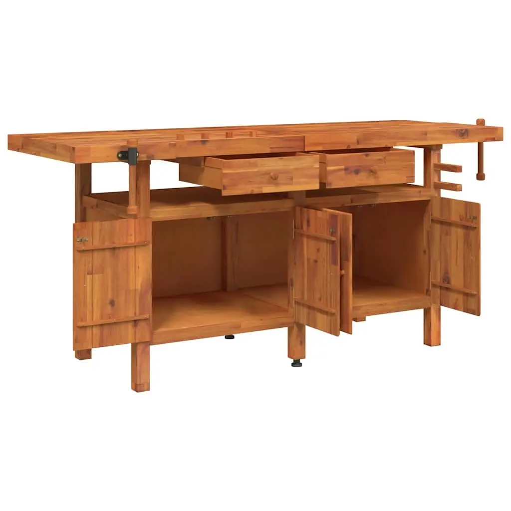 Workbench with Drawers and Vices Solid Wood Acacia 192x62x83 cm Brown