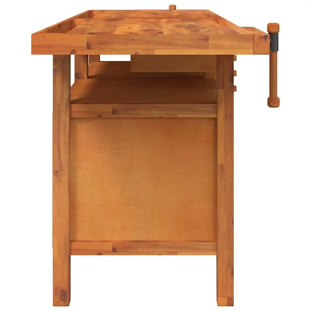 Workbench with Drawers and Vices Solid Wood Acacia 192x62x83 cm Brown