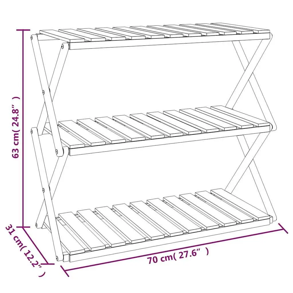 3-Tier Folding Shelf in Brown
